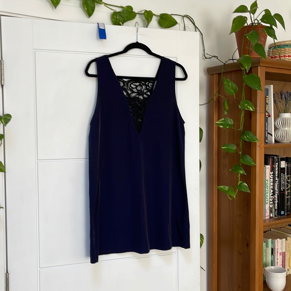 Lacy tunic dress in navy blue
